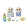 sylvanian families conjunto jardinagem irmaos coelho floral 2