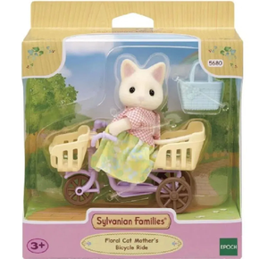 sylvanian families epoch conjunto passeio de bicicleta mamae gato primavera 0