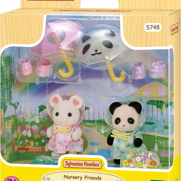 sylvanian families amigos jardim da infancia caminhando na chuva 0