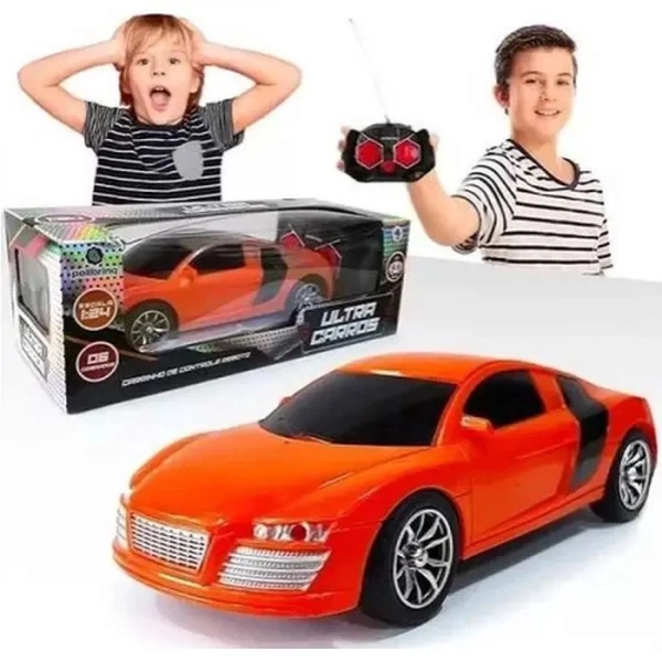 carrinho rc ultra car laranja controle remoto 6 funcoes 2