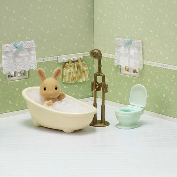 sylvanian families hora do banho menina coelho raio de sol 3