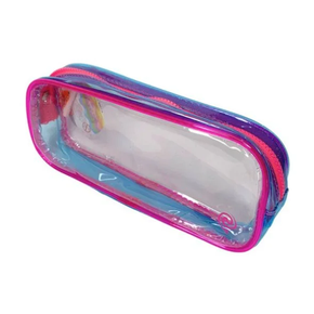 estojo transparente 1 ziper pink tutti fruti