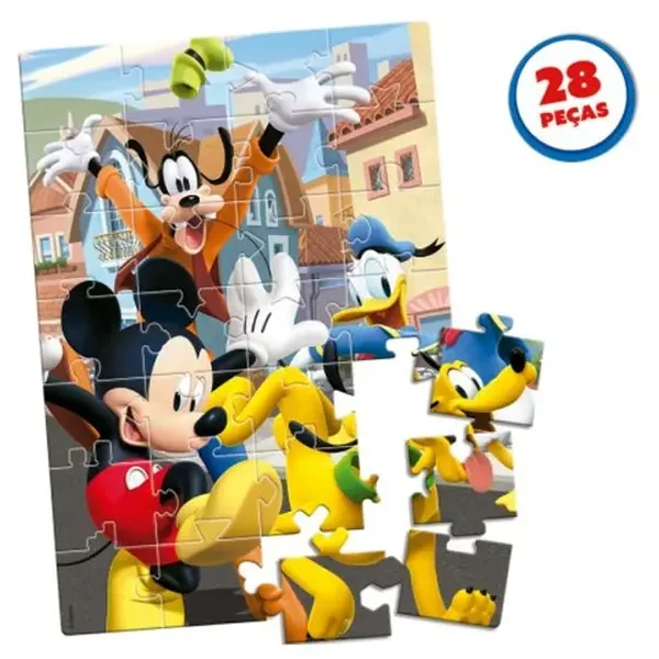 quebra cabeca de chao infantil mickey mouse grandinho 28 pecas