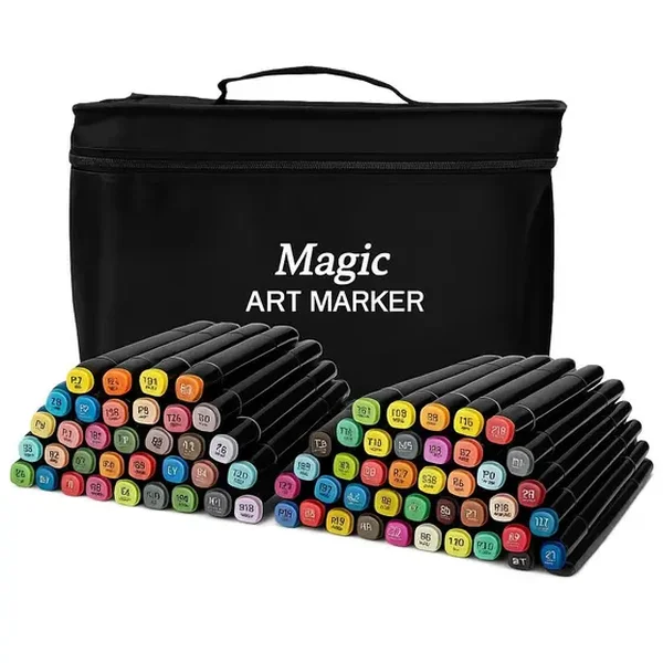 Kit Canetas Coloridas Ponta Dupla 60 cores Magic Art Marker